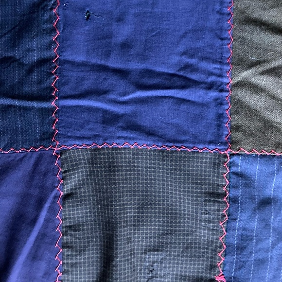 Vtg Handmade Repurposed Fabric Patchwork Quilt Top Unfinished 78"x86" - Picture 9 of 15